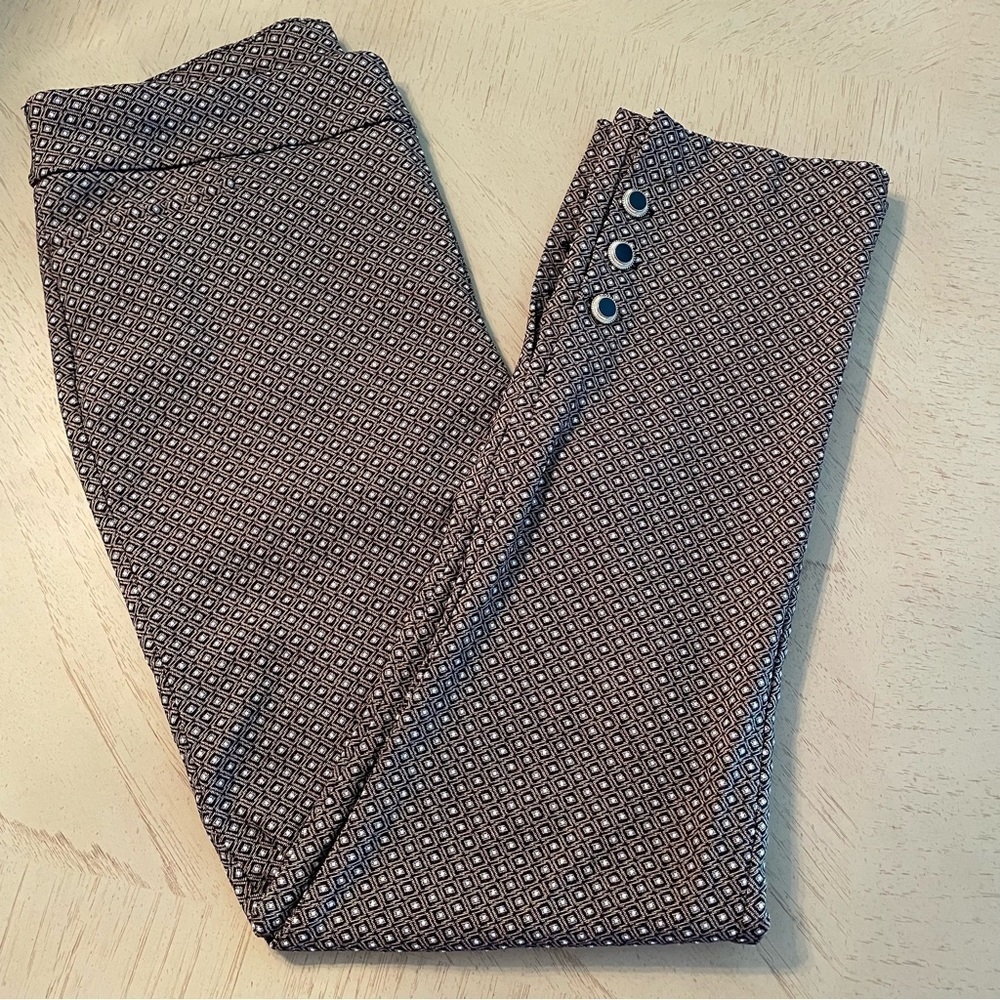 Chicos Brigitte Diamond Jacquard Ankle Pants business office corpcore size 8 M